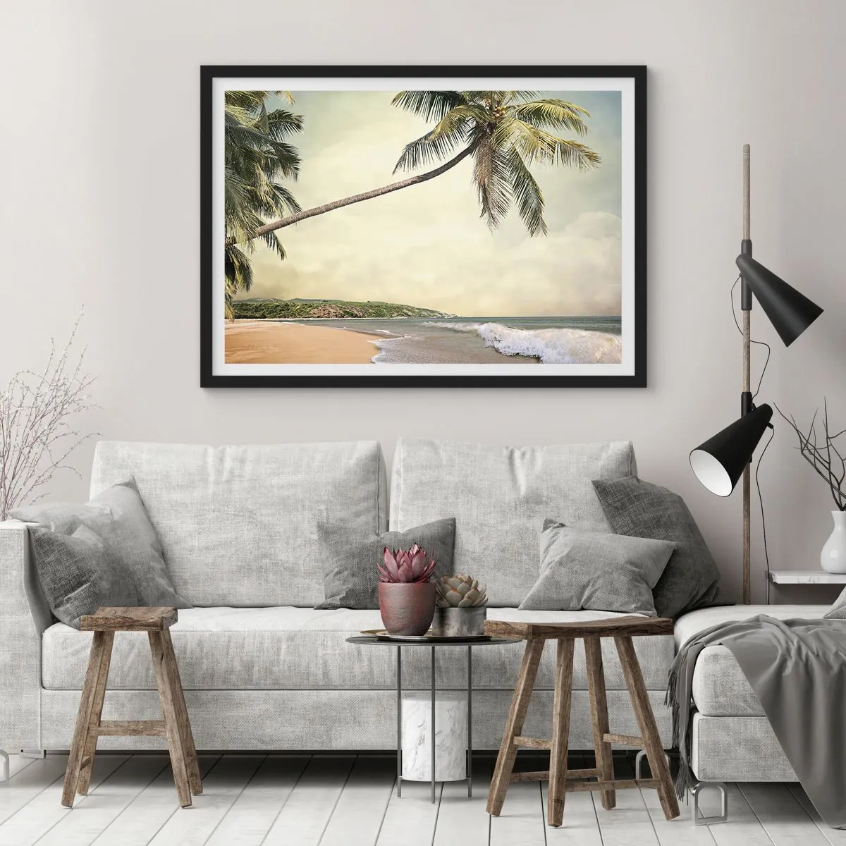 Poster in een zwarte lijst - Tropische droom - 70x50 cm