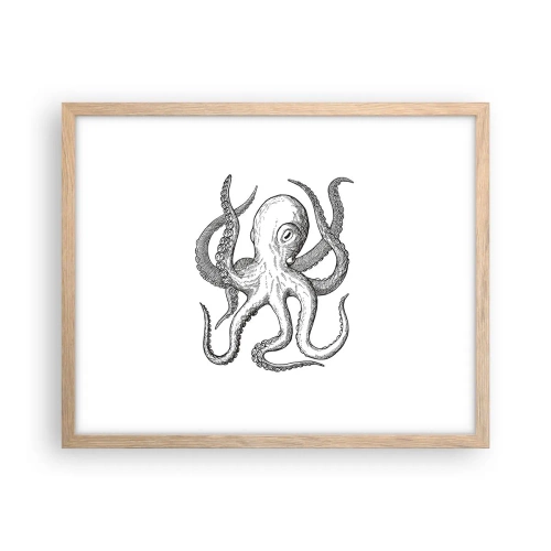 Een poster in een licht eiken lijst - Dansend met de golven - 50x40 cm