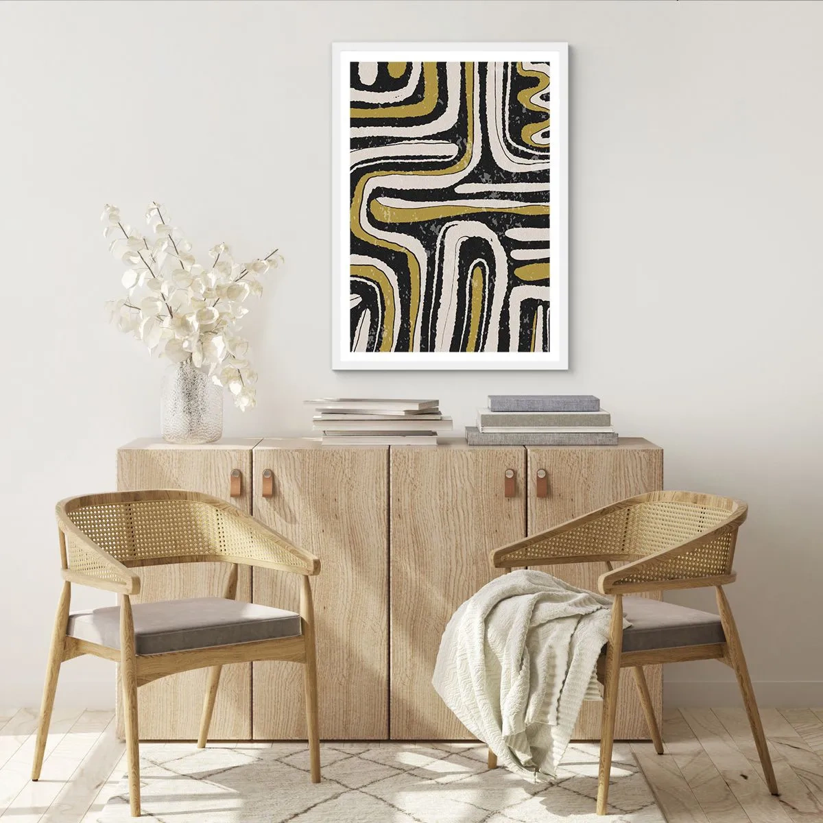 Poster in een witte lijst - Compositie: wegen en steegjes - 40x50 cm