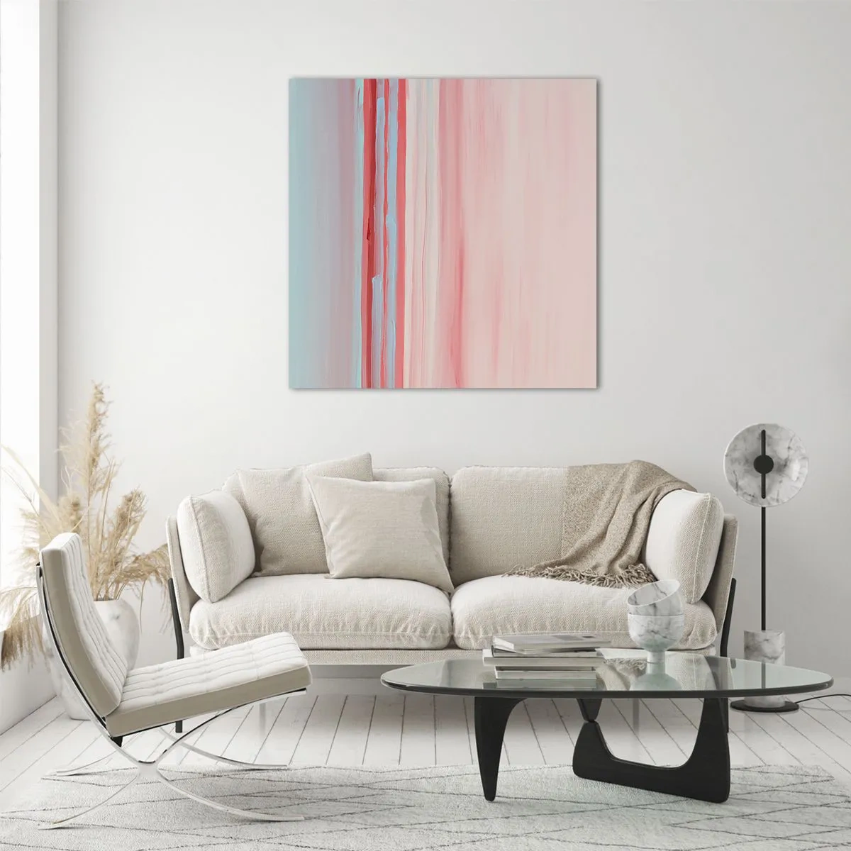 Schilderen op glas - Abstractie bij dageraad - 50x50 cm