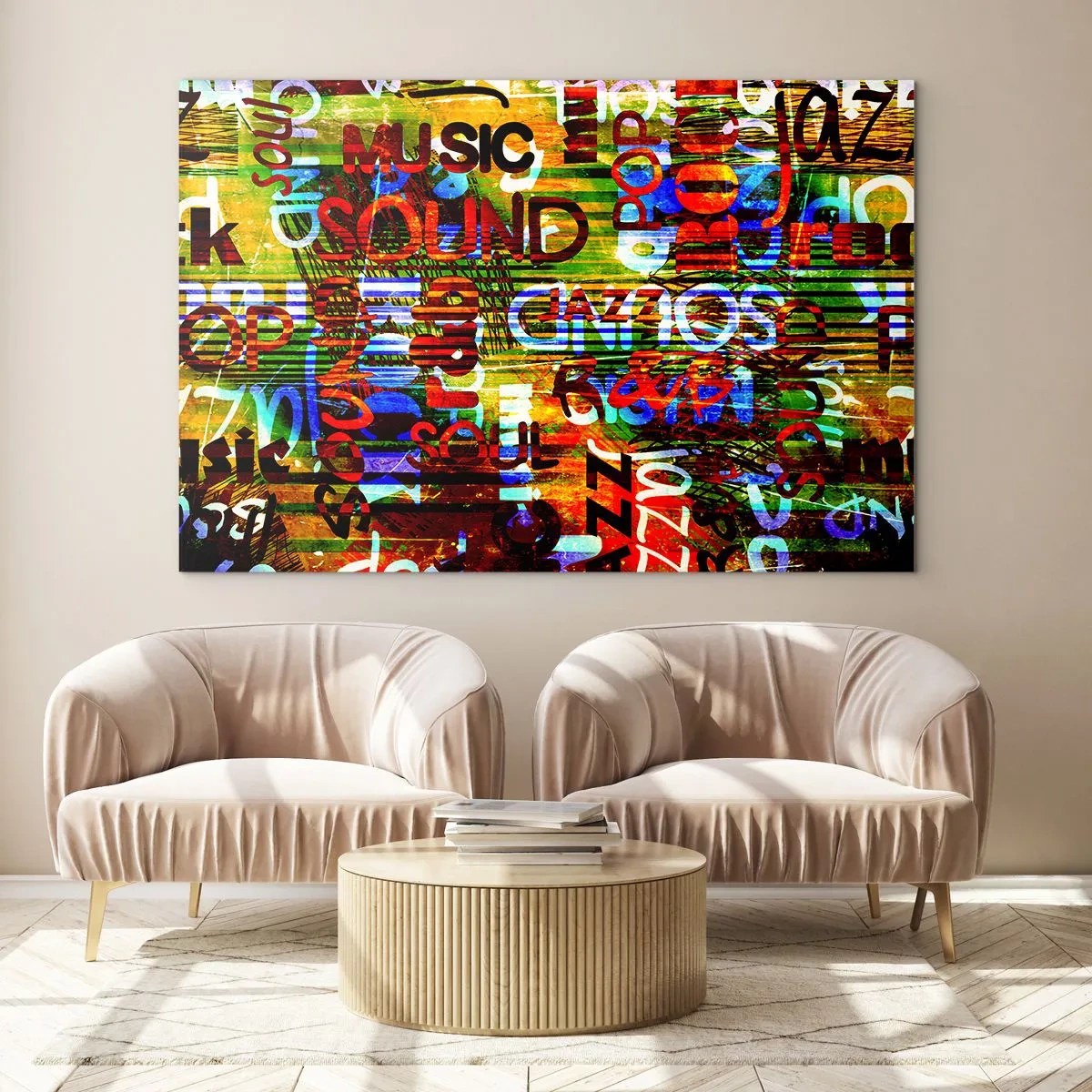 Schilderen op glas - Alle kleuren van het geluid - 100x70 cm