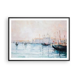 Poster in een zwarte lijst - Achter het water, achter de mist - 100x70 cm