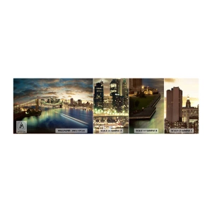 Fotobehang Monster Zelfklevend Deluxe Sticker - Een heldere avond boven Manchatan - Stad, Brug, New York - 100x30 cm
