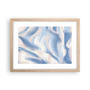 Een poster in een licht eiken lijst - Blauwe golven - 40x30 cm