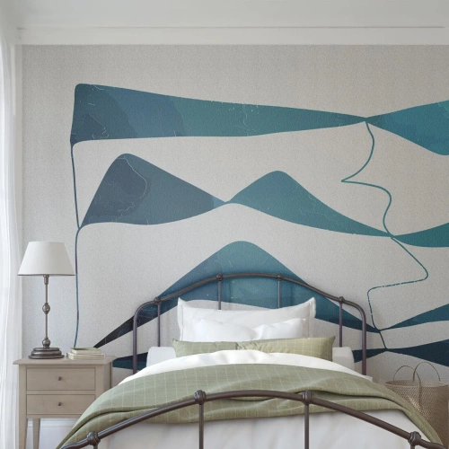 Fotobehang Premium Canvas - Abstractie: turquoise verbinding - Minimalisme, Elementen, Abstractie - 300x210 cm