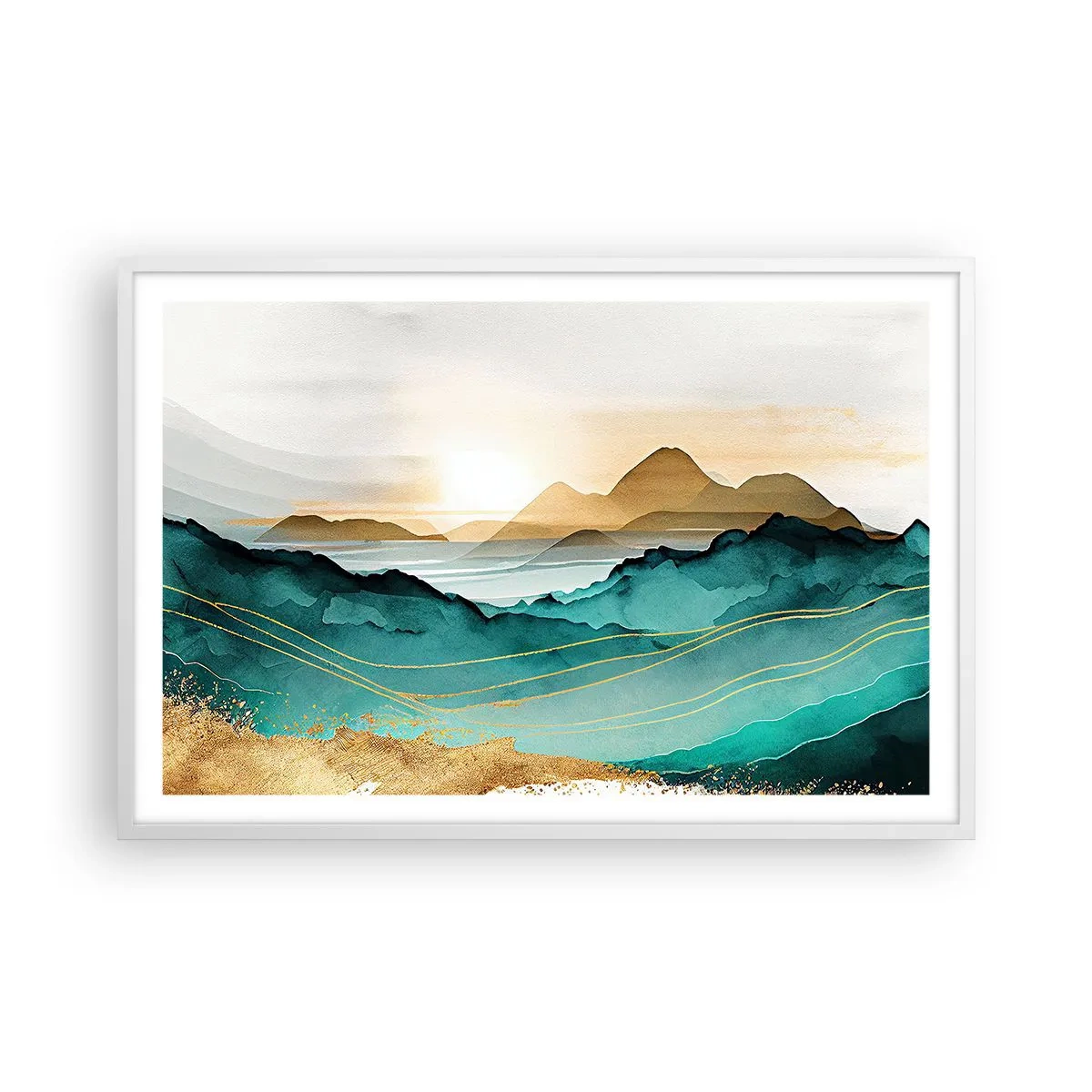 Poster in een witte lijst - Op de rand van abstractie – landschap - 91x61 cm