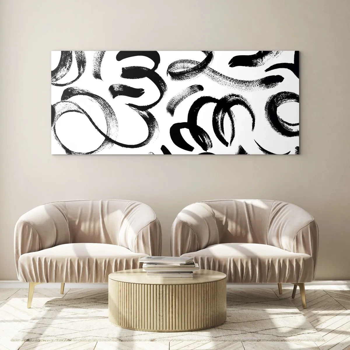 Schilderen op glas - Zwart op wit - 120x50 cm
