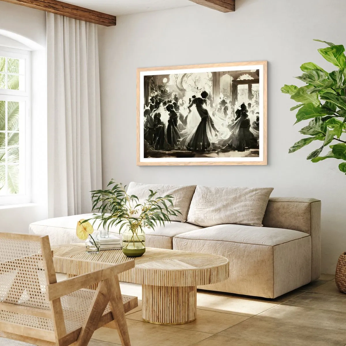 Een poster in een licht eiken lijst - De grote maskerade - 91x61 cm