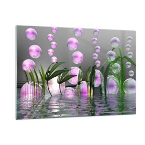 Schilderen op glas - Een reflecterende compositie van lichtheid en leven - 120x80 cm