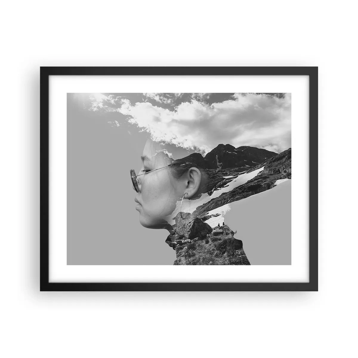 Poster in een zwarte lijst - Top en bewolkt portret - 50x40 cm