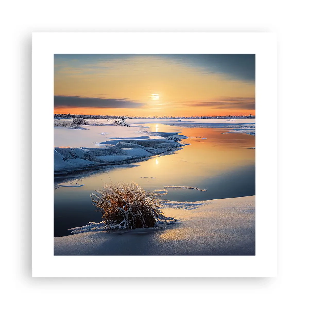 Poster - Winterse zonsondergang - 40x40 cm