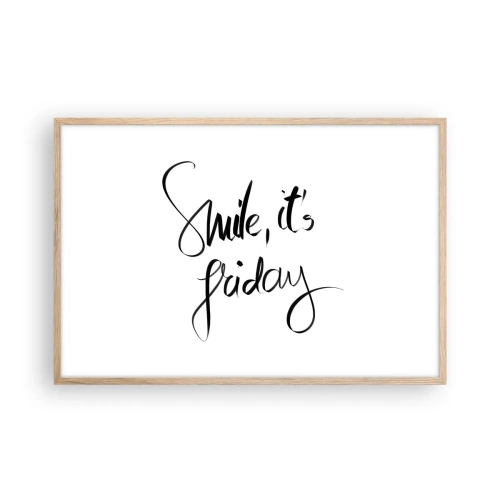 Een poster in een licht eiken lijst - Echte vreugde - 91x61 cm