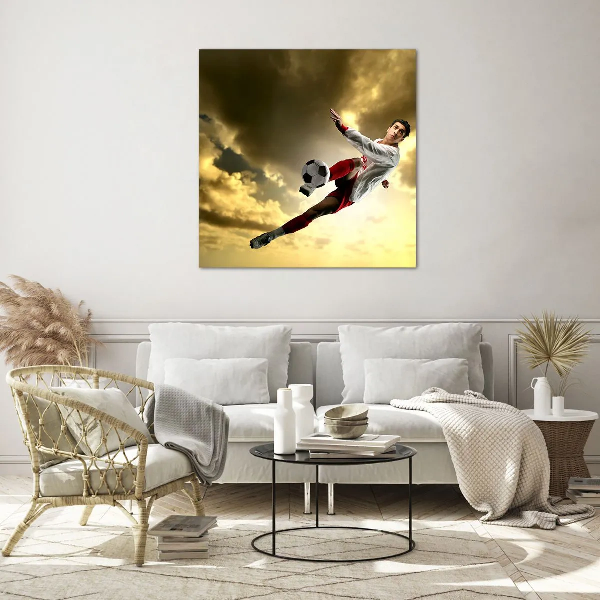 Schilderen op glas - Voetbal hemel - 70x70 cm