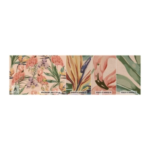 Fotobehang Monster Premium Sand - Roze ballet in bloemen - Vogel, Flamingo, Oerwoud - 100x30 cm