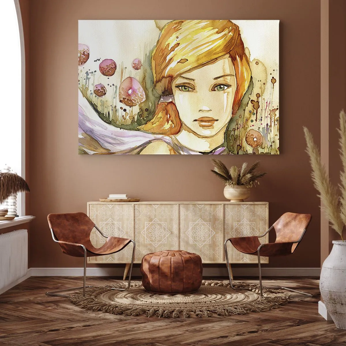 Schilderen op canvas - Een smaragdgroene look die woede kalmeert - 100x70 cm