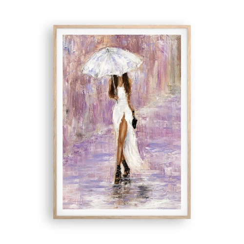 Een poster in een licht eiken lijst - In de lila regen - 70x100 cm