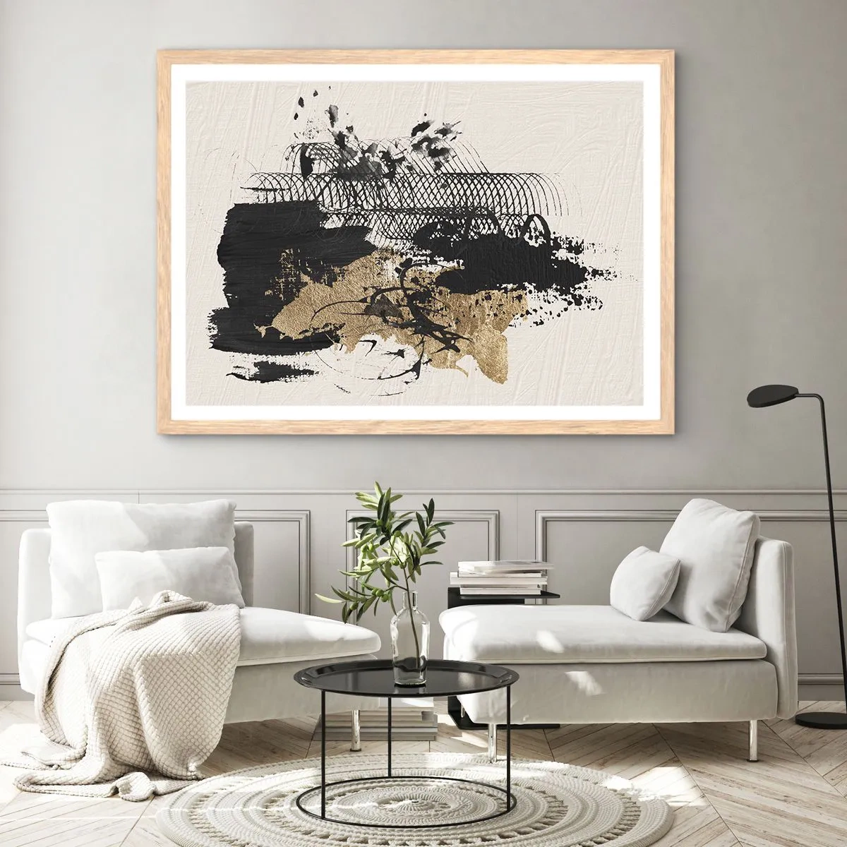 Een poster in een licht eiken lijst - Compositie met passie - 70x50 cm