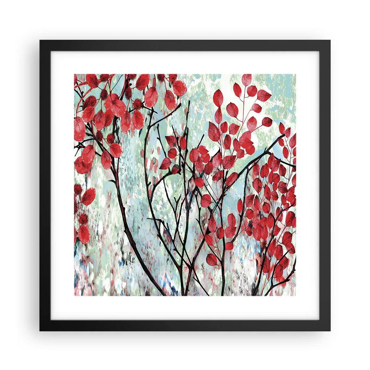 Poster in een zwarte lijst - Boom in scharlaken - 40x40 cm