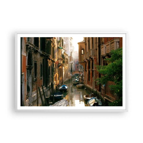 Poster in een witte lijst - In een Venetiaans steegje - 100x70 cm