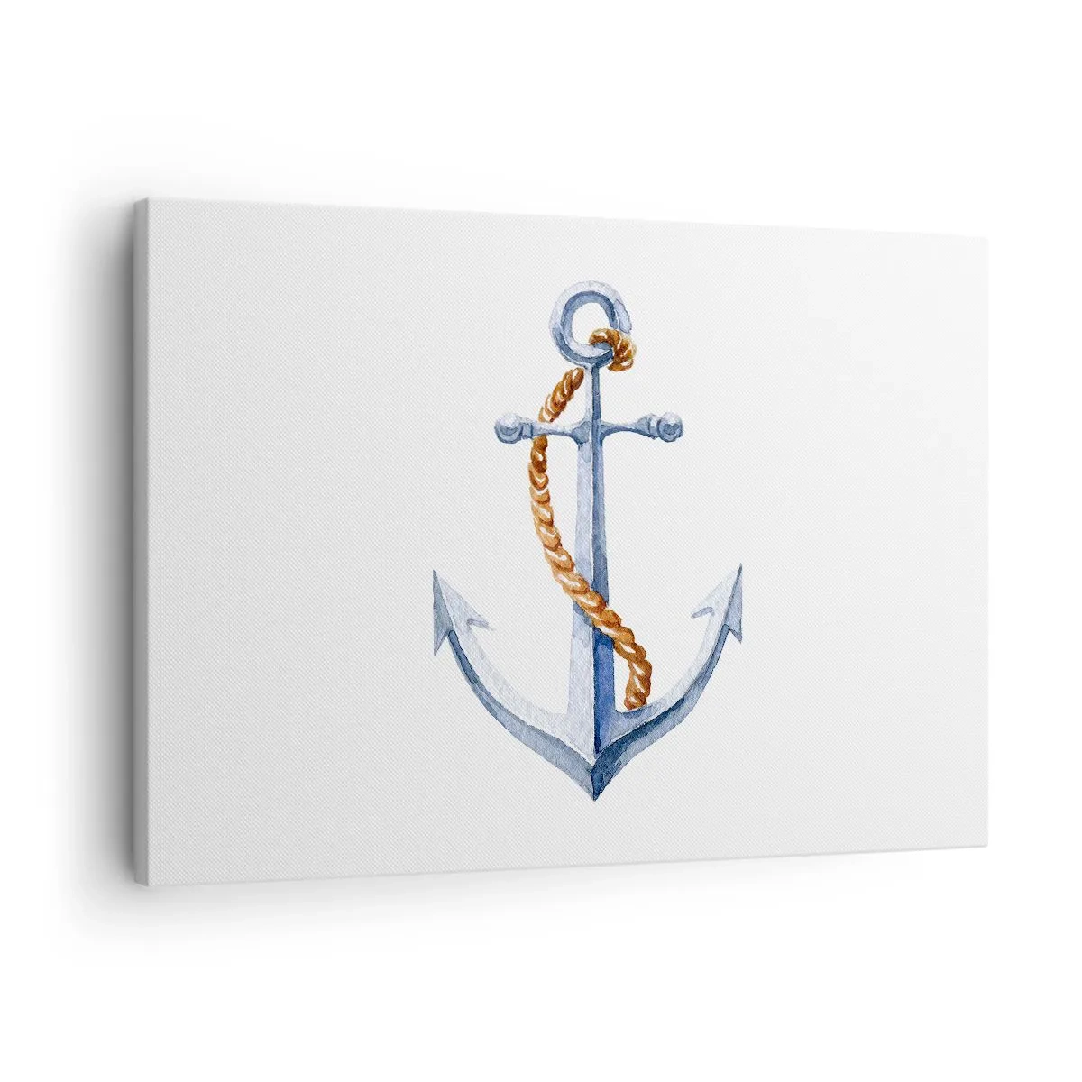 Schilderen op canvas - Anker met touw in aquarelstijl - 70x50cm - Ahoi avontuur! - Moderne wanddecoratie voor woonkamer en slaapkamer ARTTOR