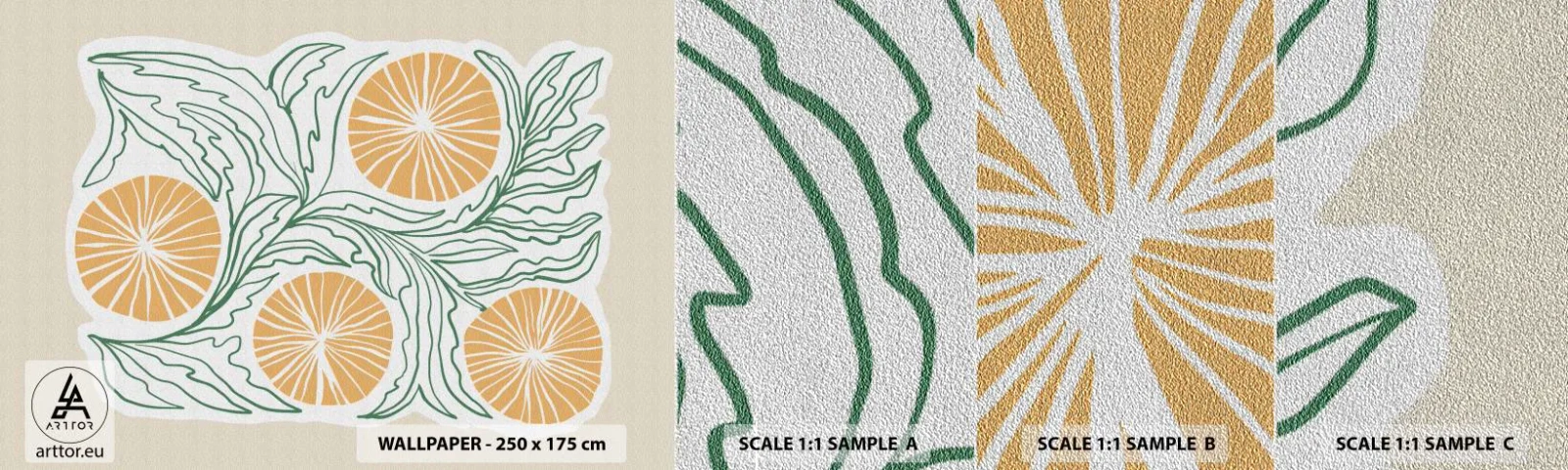 Fotobehang Monster Premium Sand - Etnisch met een vleugje abstractie - Boho, Citroen, Minimalisme - 100x30 cm