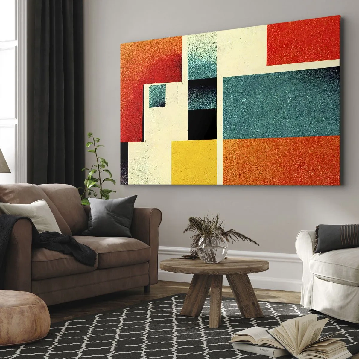 Schilderen op canvas - Geometrische abstractie – goede energie - 70x50 cm