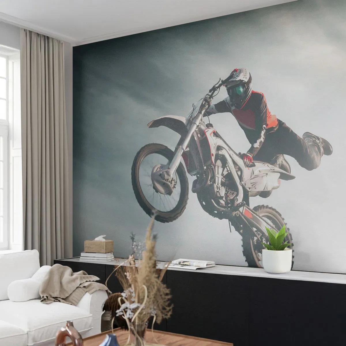 Fotobehang Standard Eco - Er is geen plezier zonder risico - Motorcross, Motor, Motorrijder - 400x280 cm