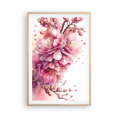 Een poster in een licht eiken lijst - Kersenbloesem - 61x91 cm