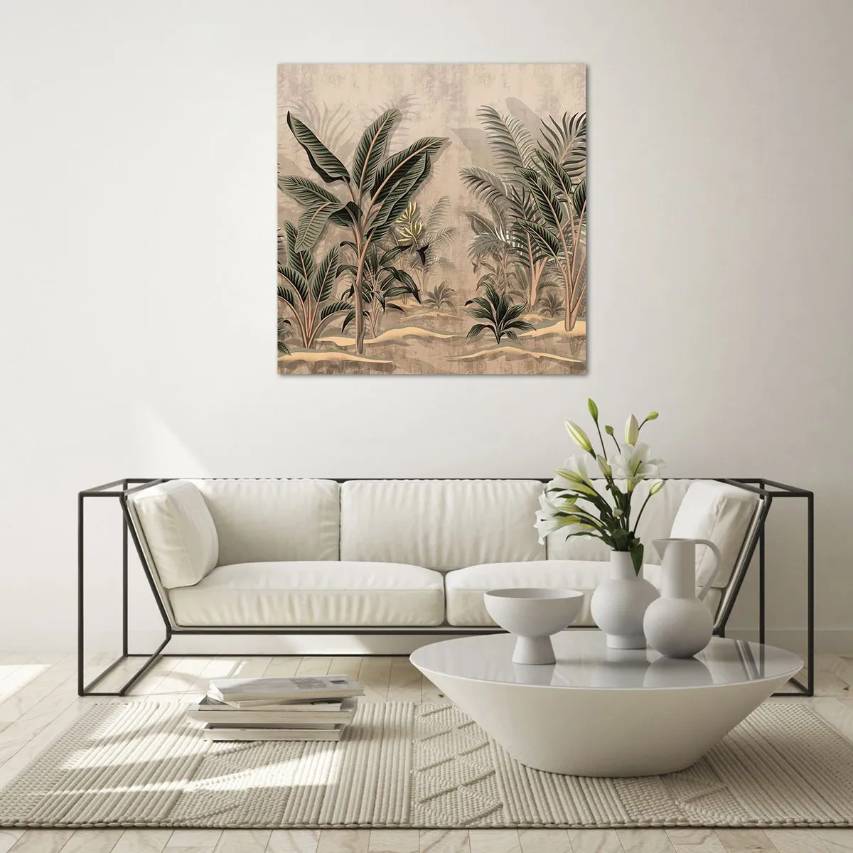 Schilderen op glas - Een gravure in koloniale stijl - 70x70 cm