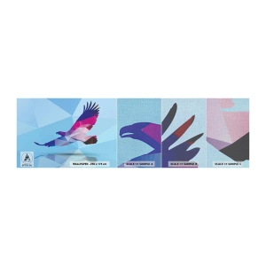 Fotobehang Monster Premium Canvas - Adelaar in een lila kristal - Vogel, Adelaar, Geometrische figuur - 100x30 cm