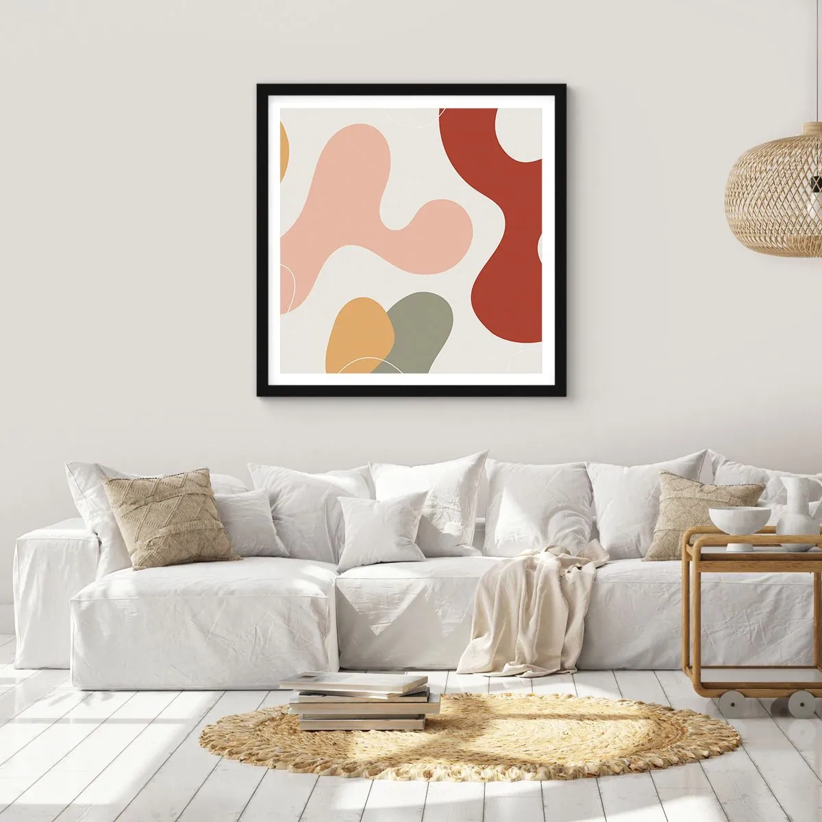 Poster in een zwarte lijst - Kronkels of krullen? - 60x60 cm