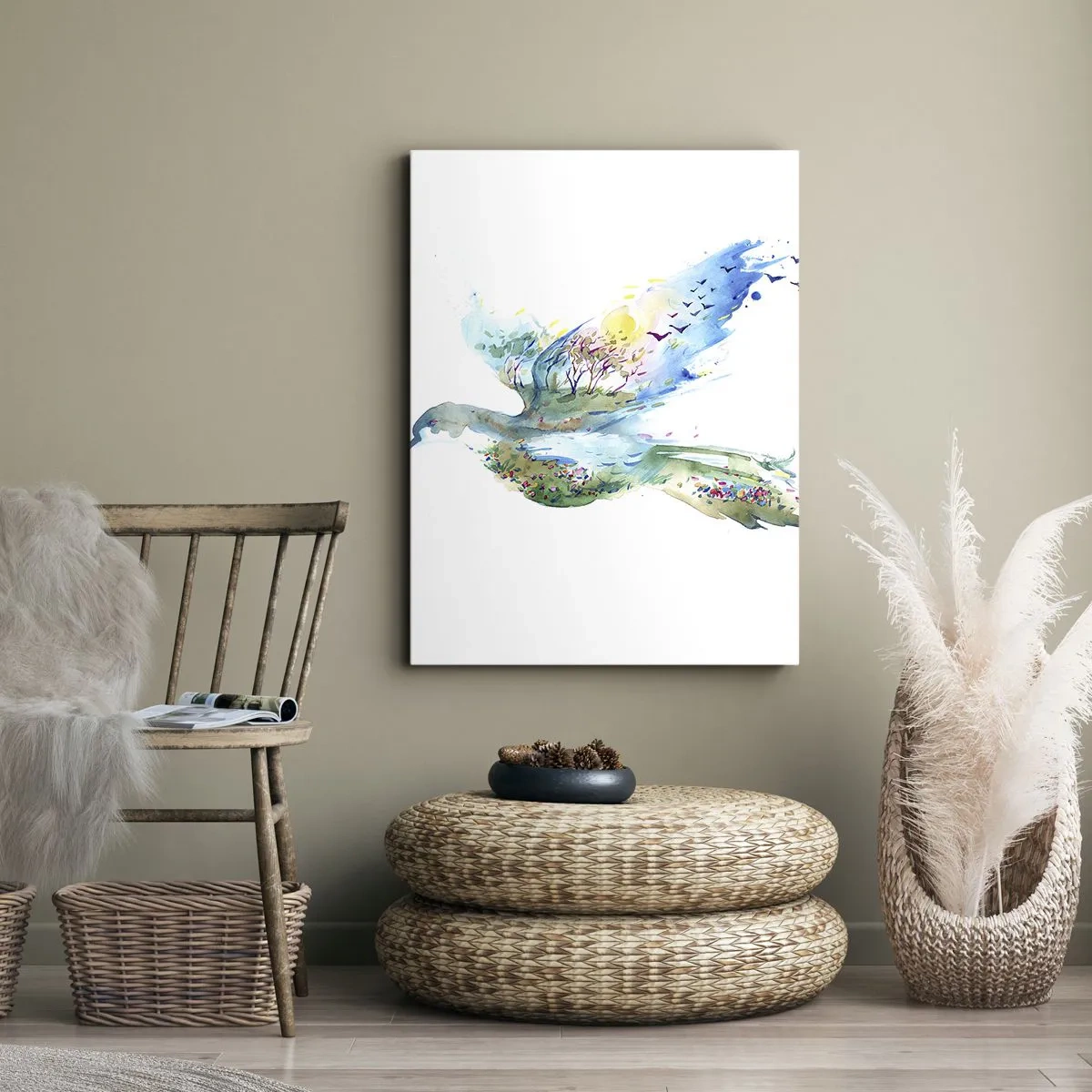 Schilderen op canvas - Op de vleugels van de natuur - 80x120 cm