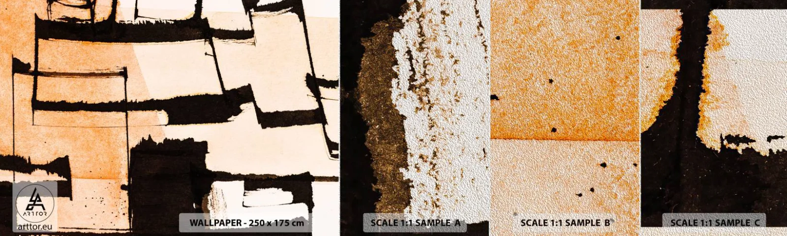 Fotobehang Monster Premium Sand - Bestel echter - Abstractie, Deel, Schilderen - 100x30 cm