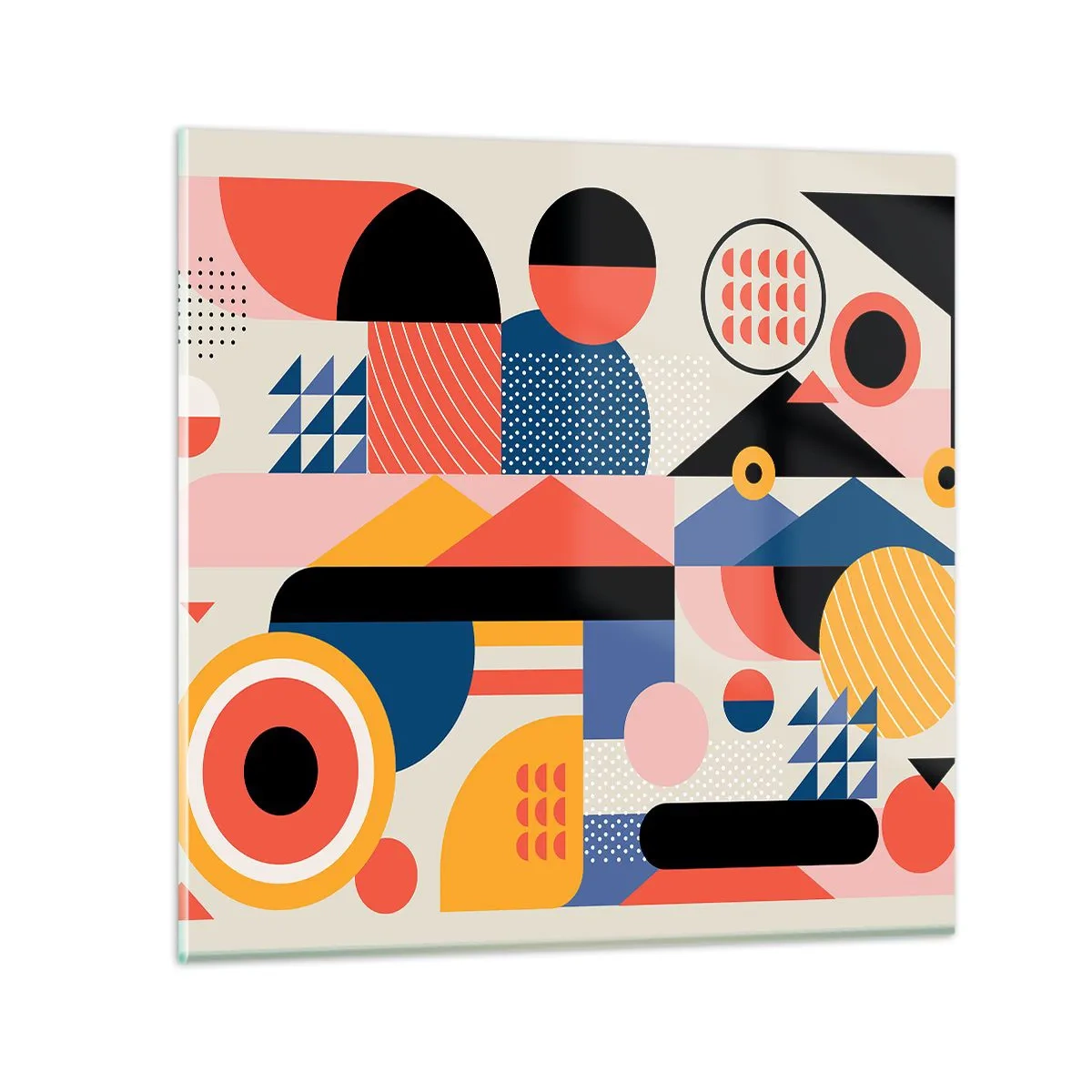 Schilderen op glas - Compositie: speel rond - 30x30 cm