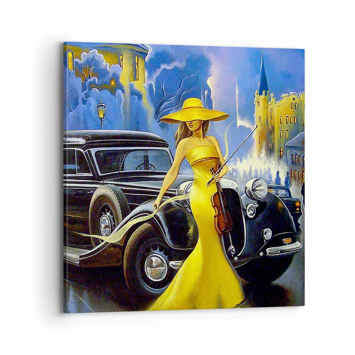 Schilderen op canvas - Nocturne voor viool en liefde - 70x70 cm