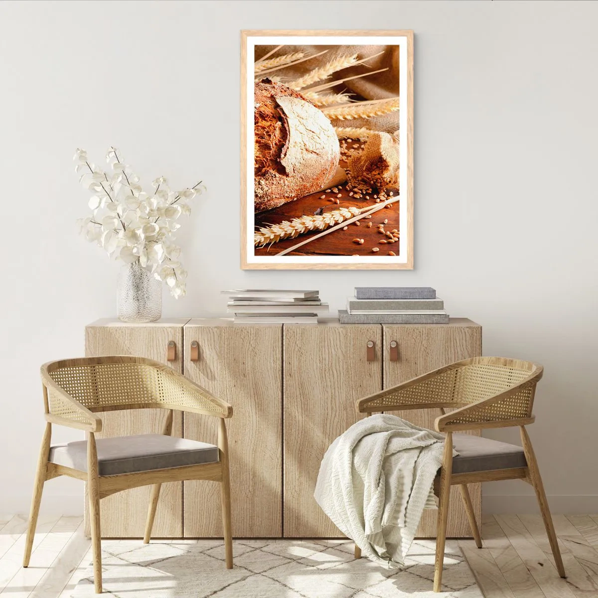 Een poster in een licht eiken lijst - Smakelijk, geurig, knapperig - 30x40 cm