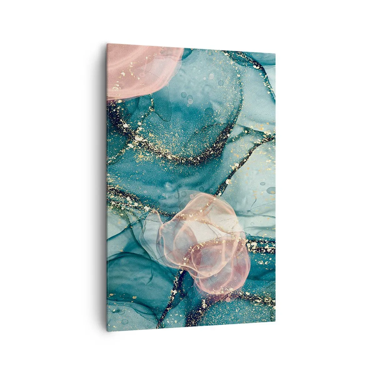 Schilderen op canvas - Zijdeblauw, tule roze - 80x120 cm