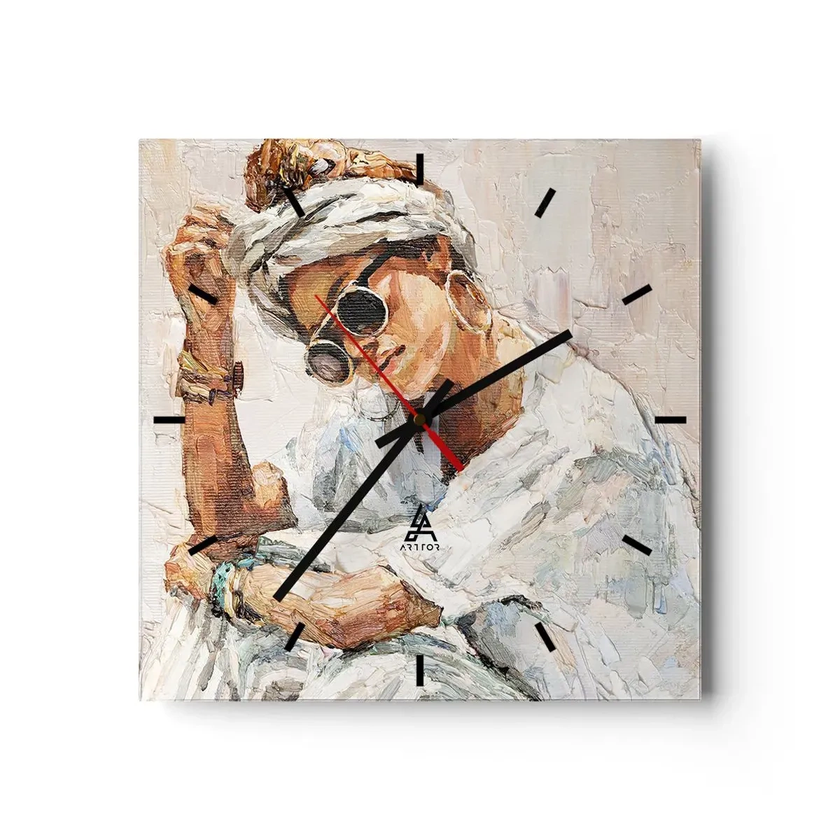 Wandklok - Klok - Portret in de volle zon - 30x30 cm