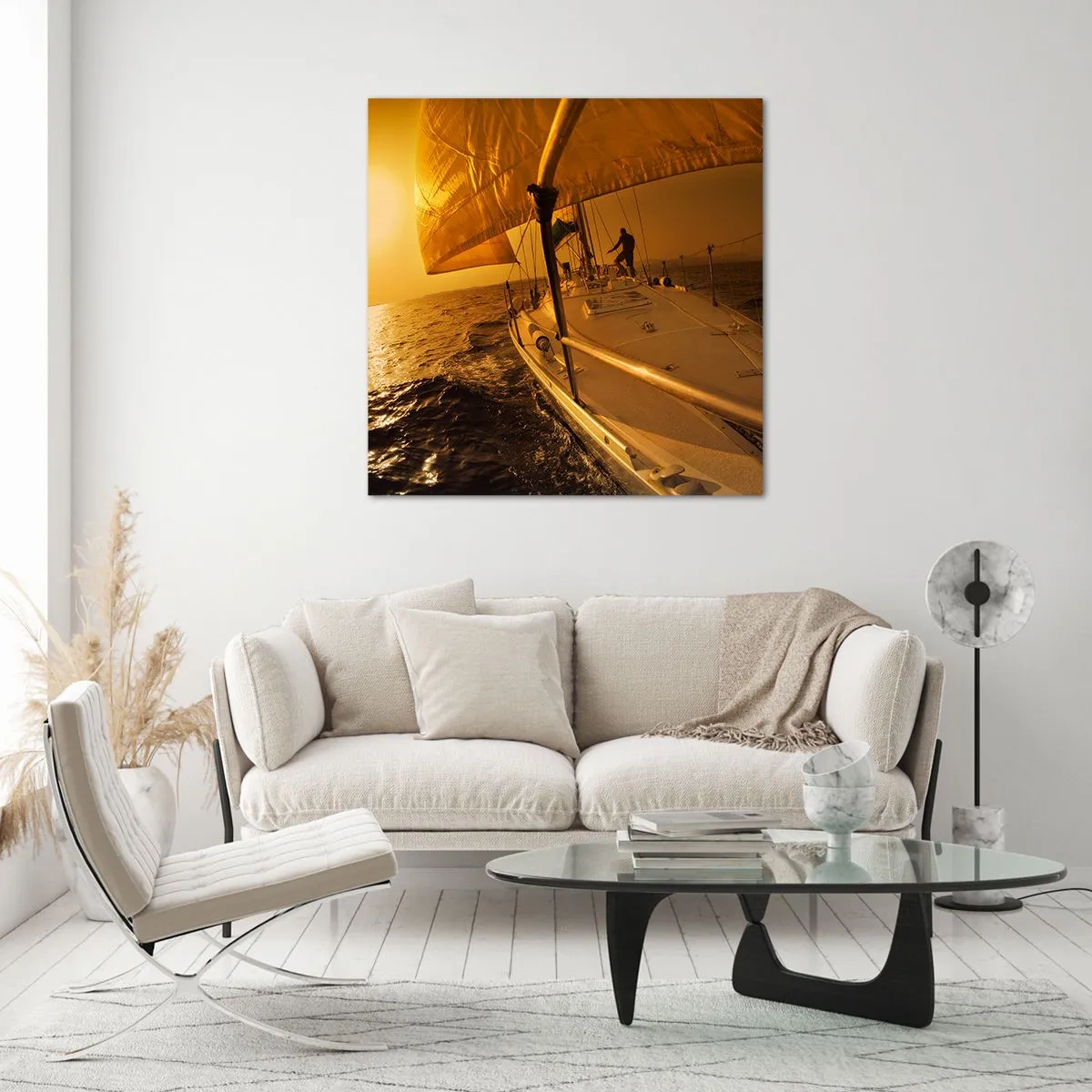 Schilderen op glas - Een gouden avond na een kleurrijke dag - 60x60 cm