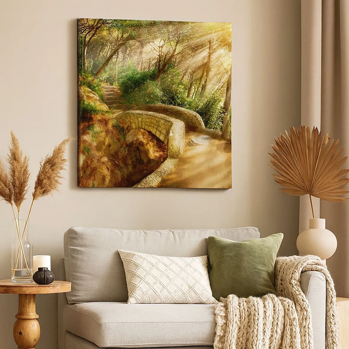 Schilderen op canvas - Rechtstreeks vanaf de brug het sprookjesbos in - 30x30 cm