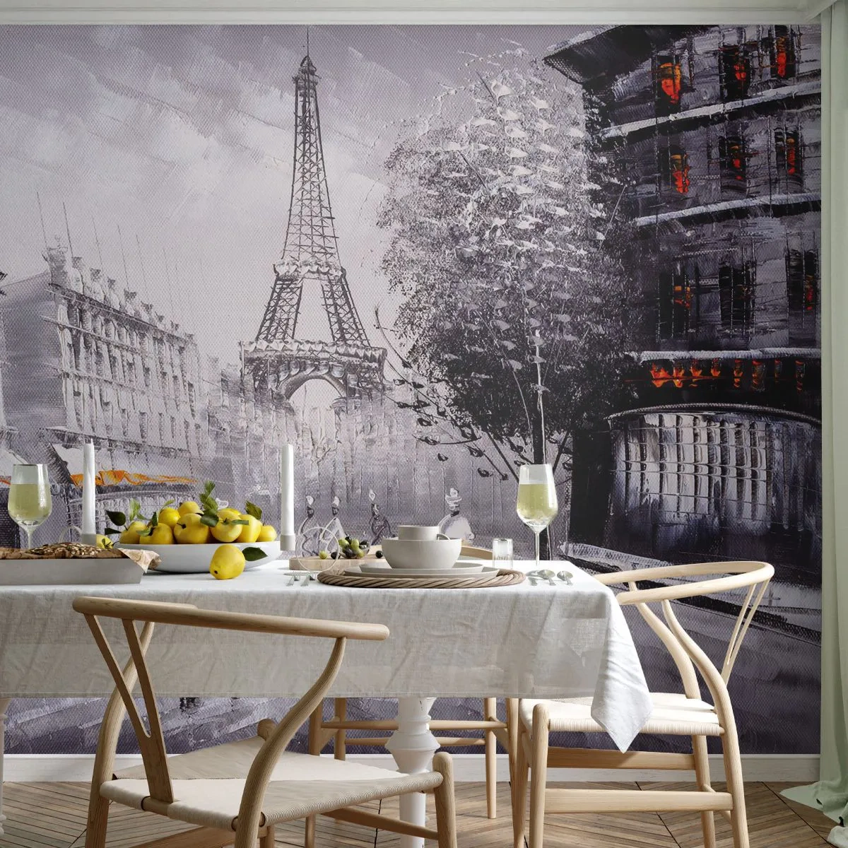 Fotobehang Premium Canvas - Parijs wandeling - Stad, Parijs, Eiffeltoren - 250x175 cm