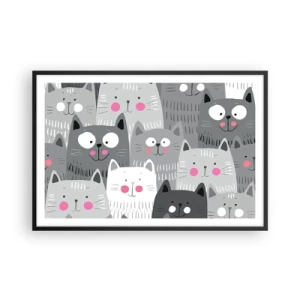 Poster in een zwarte lijst - De wereld van de kat - 91x61 cm