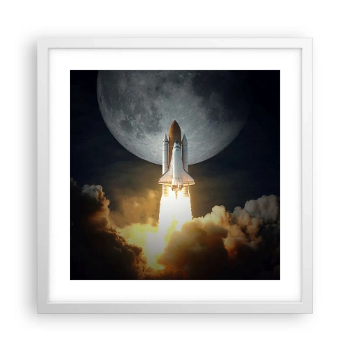 Poster in een witte lijst - Het begin van een onaards avontuur - 40x40 cm