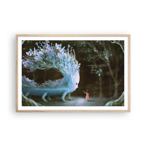 Een poster in een licht eiken lijst - Fantastische ontmoeting - 91x61 cm