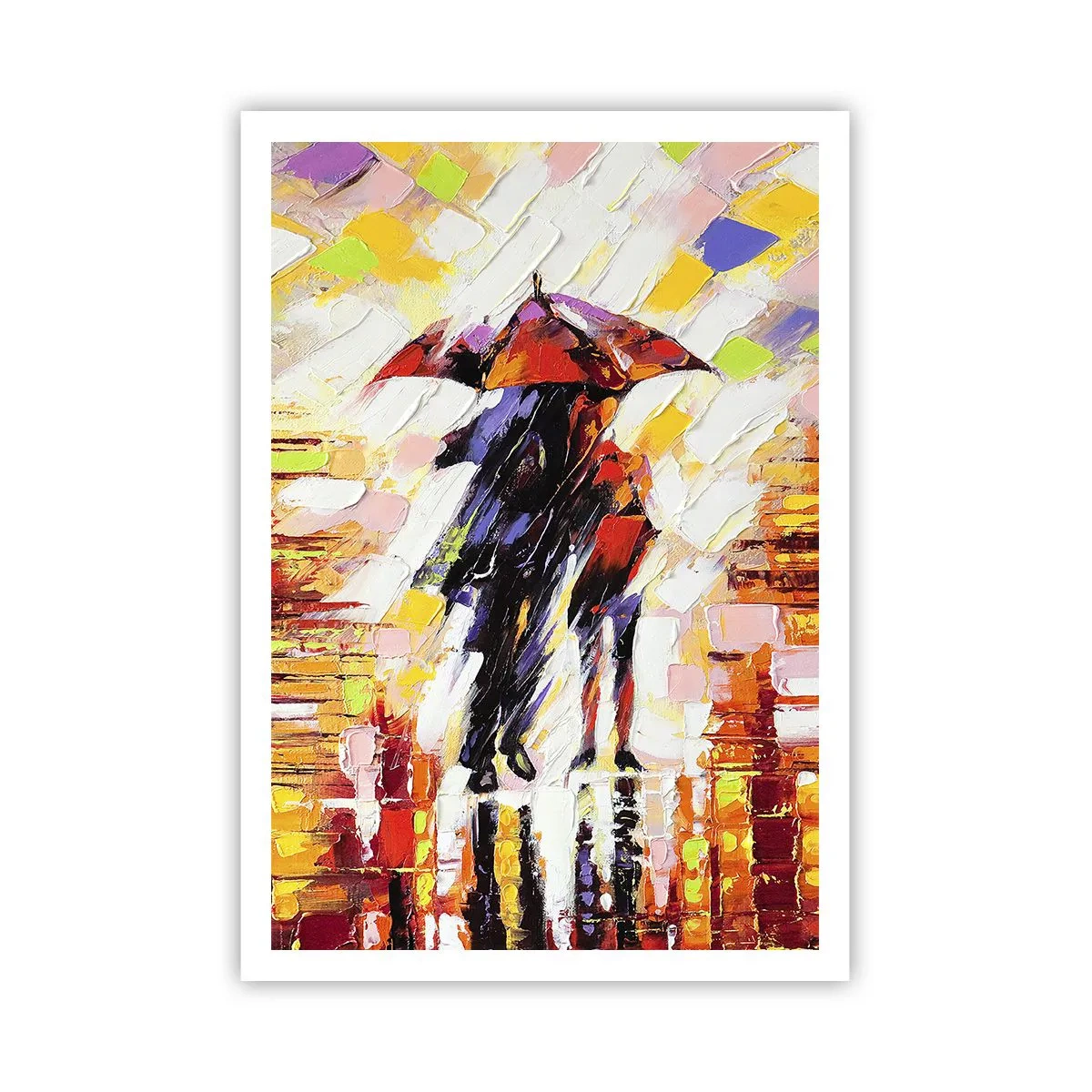 Poster - Samen door de nacht en regen - 70x100 cm