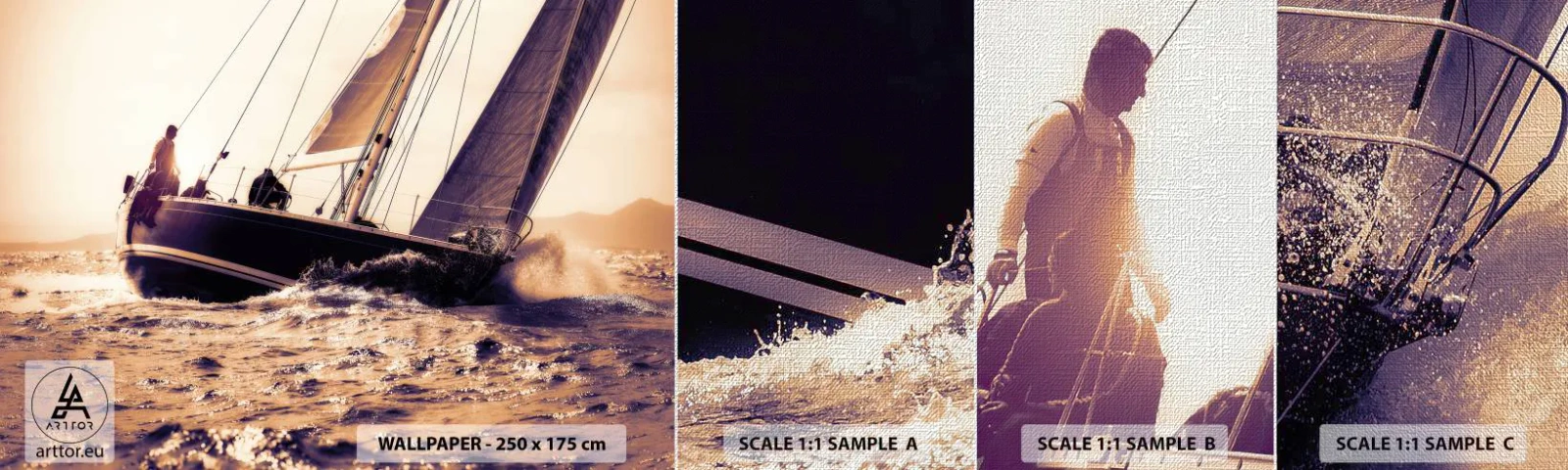 Fotobehang Monster Premium Canvas - Zeil, matroos - Jacht, Zee, het zeilen - 100x30 cm