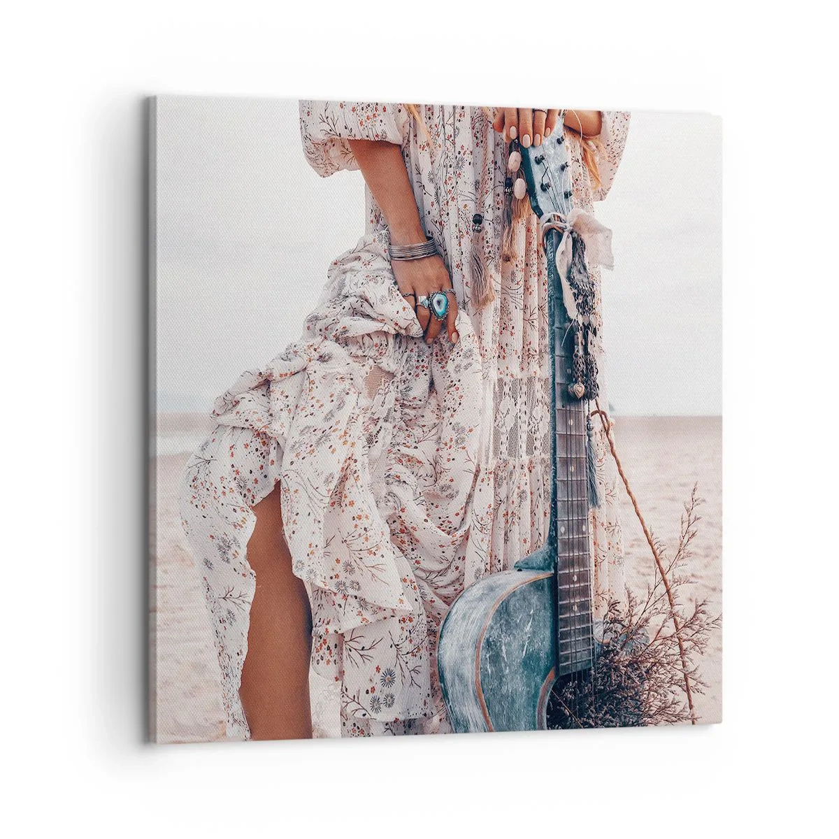 Schilderen op canvas - Kinderen bloemen onderweg - 60x60 cm