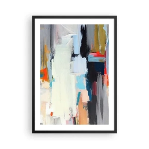 Poster in een zwarte lijst - Abstracte kleurencompositie in een expressieve stijl - 50x70cm - Is er een methode? - Moderne wanddecoratie voor woonkamer en slaapkamer ARTTOR
