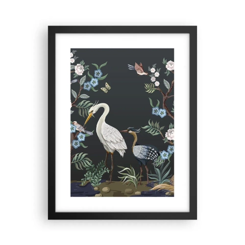 Poster in een zwarte lijst - Vogelparade - 30x40 cm
