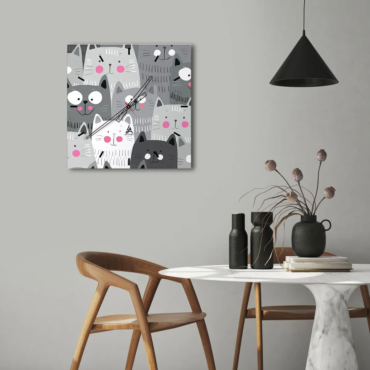 Wandklok - Klok - De wereld van de kat - 40x40 cm